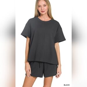 #1198 Zenana Laid-back Luxe Lounge Set (Black)